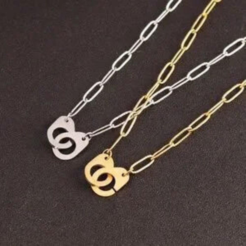 18k Gold Plated Stainless Steel Handcuff Statement Necklace